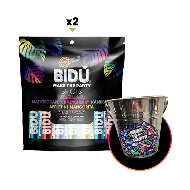 2 Bidú Shots 30cc (20 Shots) + 1 Hielera Bidú