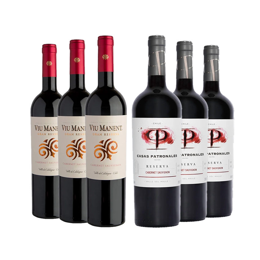 3 Vinos Viu Manent Cabernet Sauvignon Gran Reserva 750cc + 3 Vinos Casas Patronales Reserva Cabernet Sauvignon 750cc