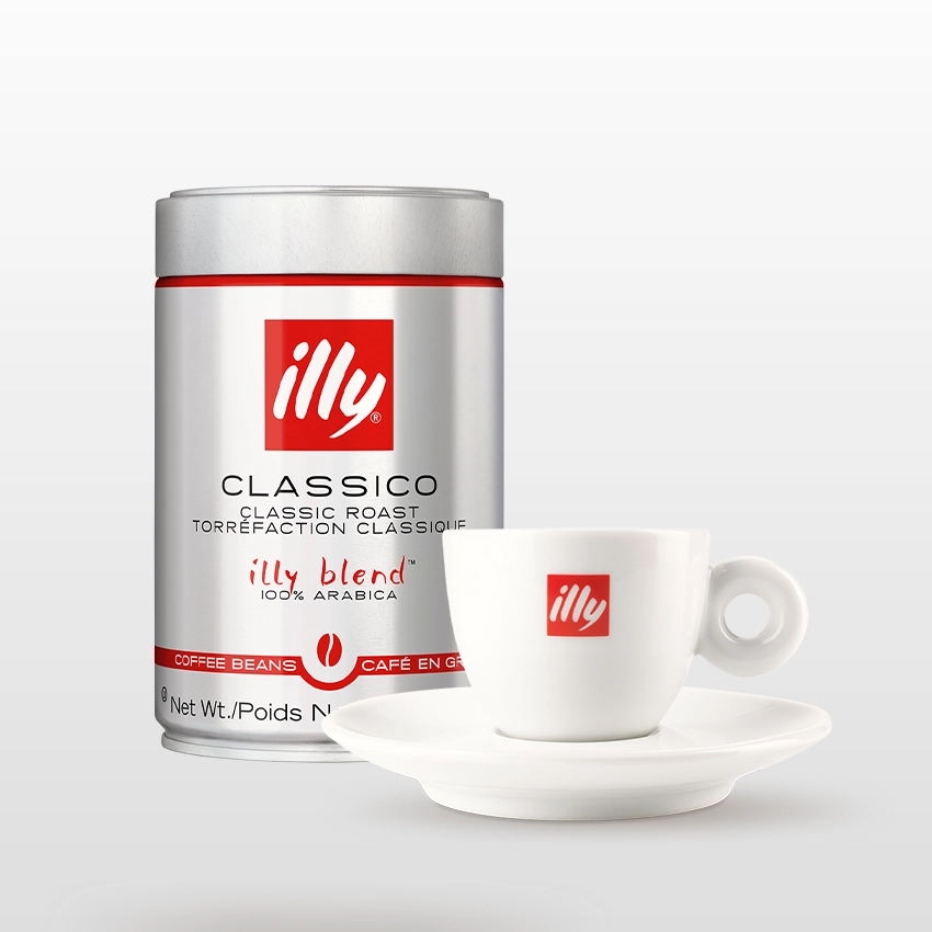 Café Illy Grano Clásico Lata 250gr + 1 Taza Con Platillo Illy