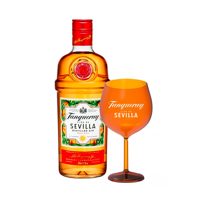 Gin Tanqueray Sevilla 700cc + Copa Acrílica Tanqueray Sevilla