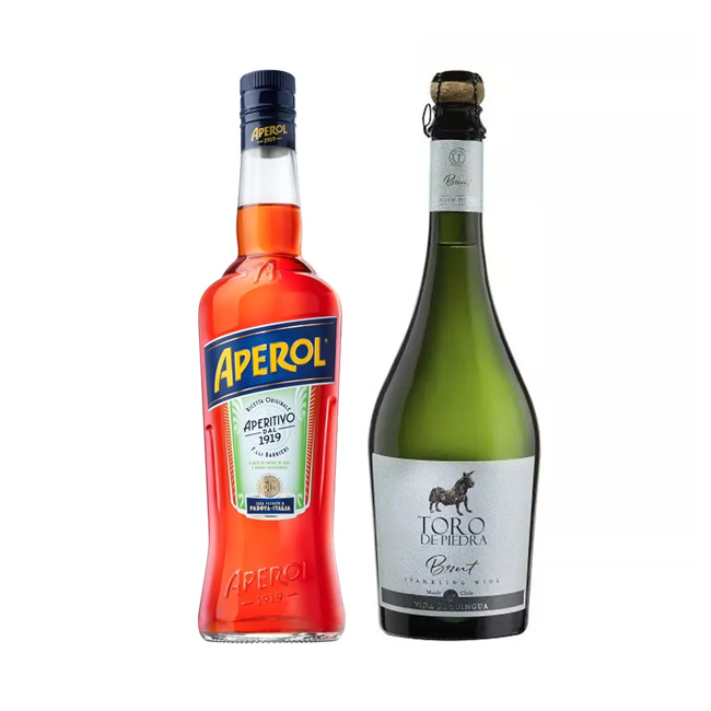 1 Aperol 750cc + 1 Espumante Toro de Piedra Brut 750cc