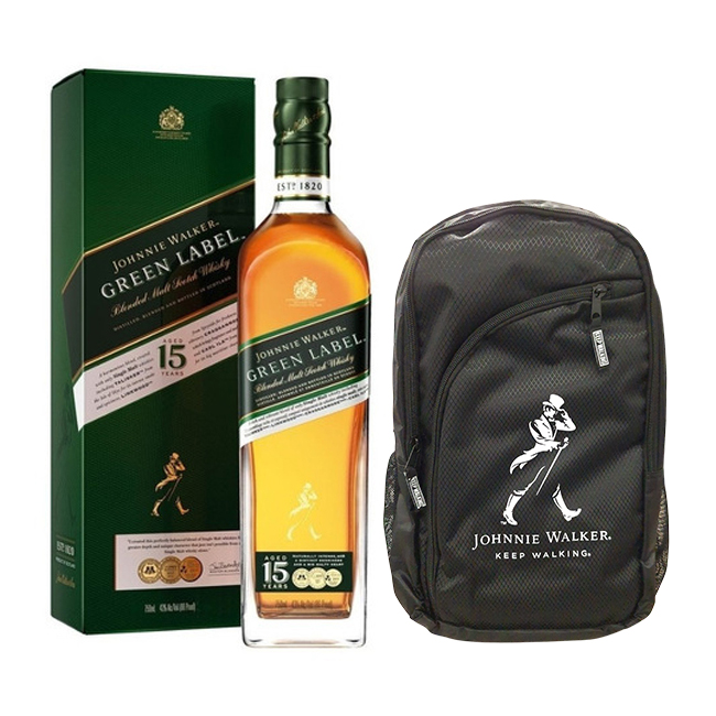 1 Whisky Johnnie Walker Green Label 750C + 1 Mochila Johnnie Walker