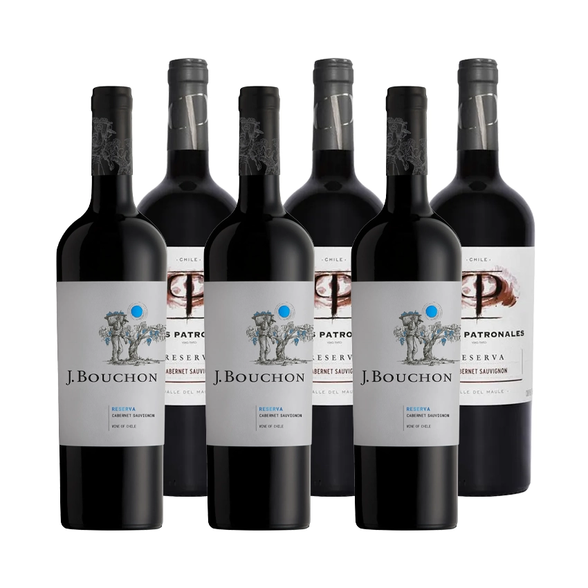 3 Vinos J. Bouchon Reserva Cabernet Sauvignon 750cc + 3 Vinos Casas Patronales Reserva Cabernet Sauvignon 750cc