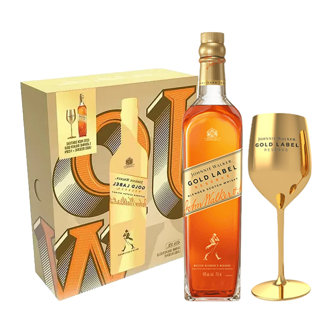 Whisky Johnnie Walker Gold Label 750cc + Copa