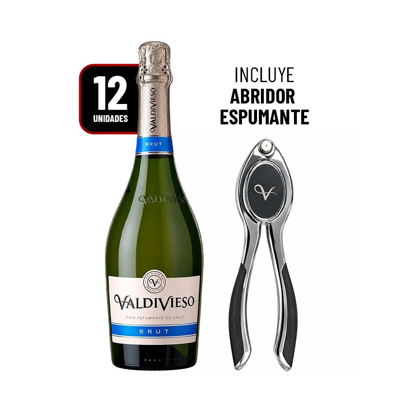12 Espumantes Valdivieso Brut 750cc + 1 Abridor de Espumante Valdivieso